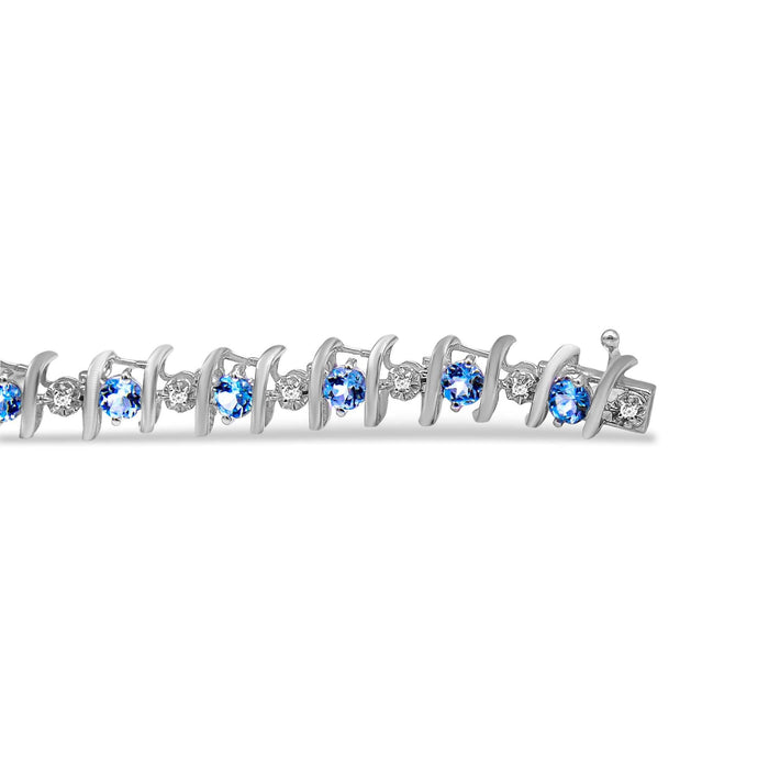 1/6 Ct. T.W. Lab-Grown Birthstone and Round Diamond Tennis Bracelet in Sterling Silver, photo 14