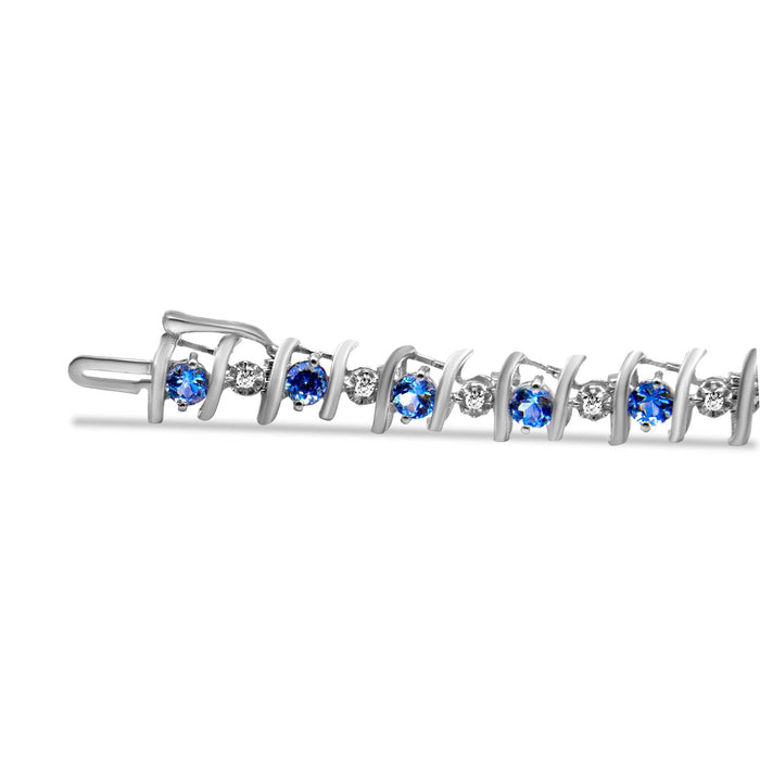 1/6 Ct. T.W. Lab-Grown Birthstone and Round Diamond Tennis Bracelet in Sterling Silver, photo 36