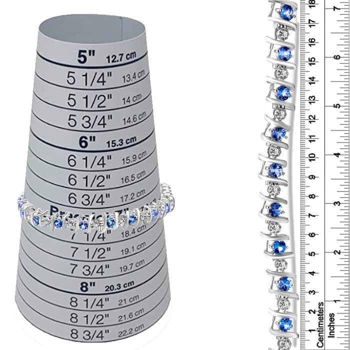 1/6 Ct. T.W. Lab-Grown Birthstone and Round Diamond Tennis Bracelet in Sterling Silver