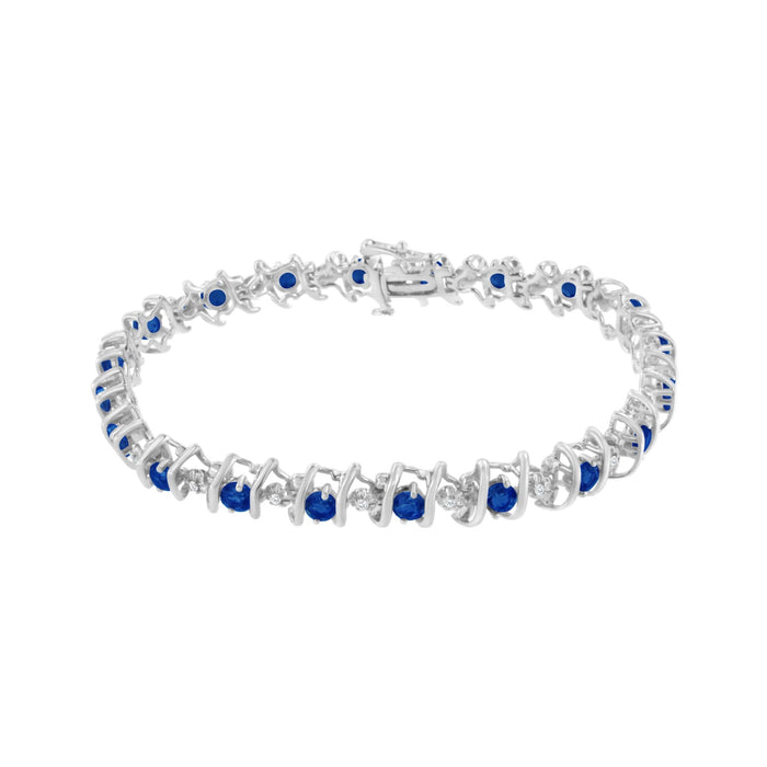 1/6 Ct. T.W. Lab-Grown Birthstone and Round Diamond Tennis Bracelet in Sterling Silver, photo 22
