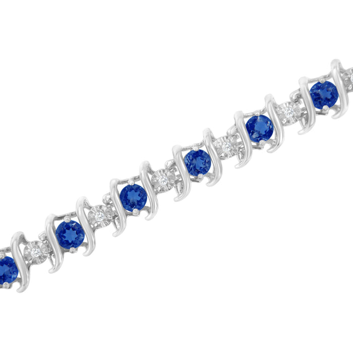 1/6 Ct. T.W. Lab-Grown Birthstone and Round Diamond Tennis Bracelet in Sterling Silver, photo 54