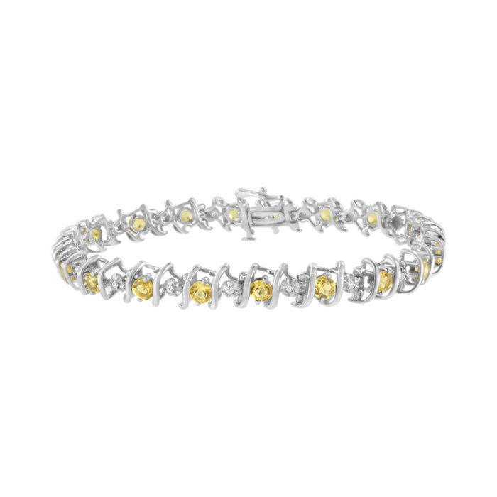 1/6 Ct. T.W. Lab-Grown Birthstone and Round Diamond Tennis Bracelet in Sterling Silver, photo 7