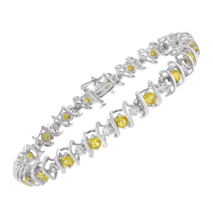 1/6 Ct. T.W. Lab-Grown Birthstone and Round Diamond Tennis Bracelet in Sterling Silver, photo 40