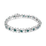 Pulsera tenis con piedra natal y diamantes redondos cultivados en laboratorio de 1/6 ct. p.t. en plata de ley, color H-I, claridad I1-I2