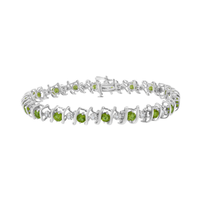 1/6 Ct. T.W. Lab-Grown Birthstone and Round Diamond Tennis Bracelet in Sterling Silver, photo 9