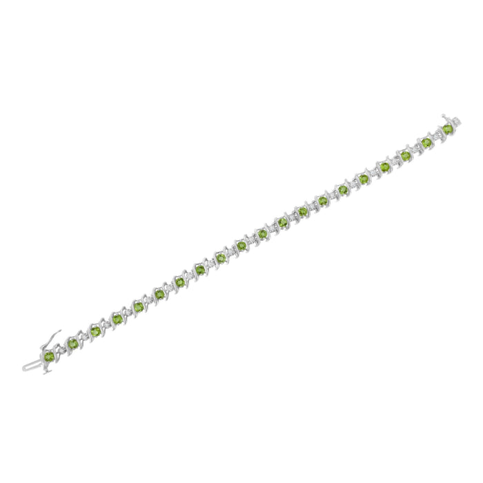1/6 Ct. T.W. Lab-Grown Birthstone and Round Diamond Tennis Bracelet in Sterling Silver