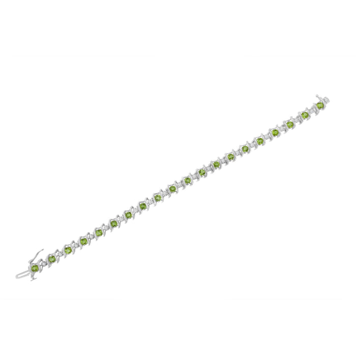 1/6 Ct. T.W. Lab-Grown Birthstone and Round Diamond Tennis Bracelet in Sterling Silver