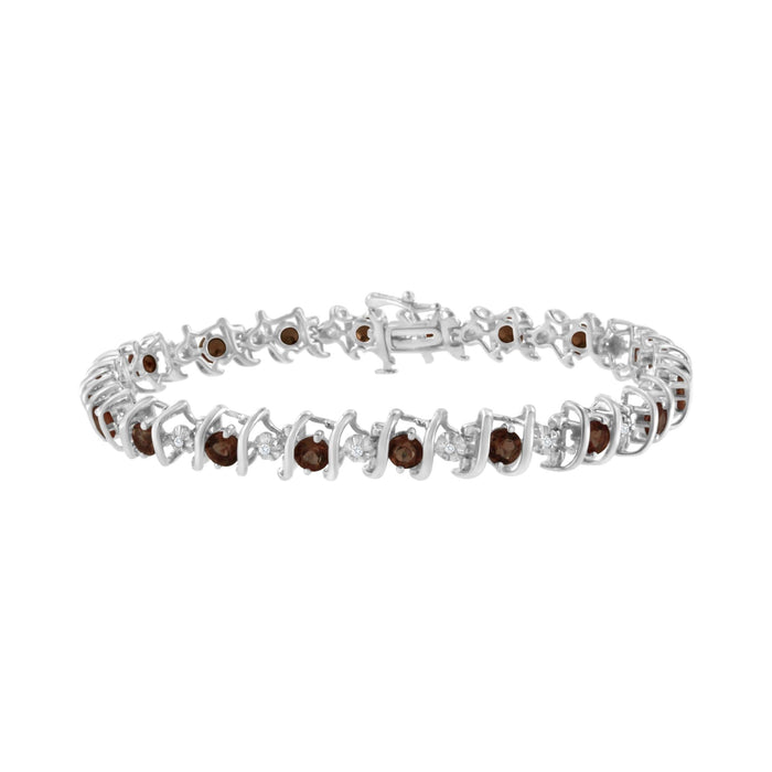 1/6 Ct. T.W. Lab-Grown Birthstone and Round Diamond Tennis Bracelet in Sterling Silver, photo 4