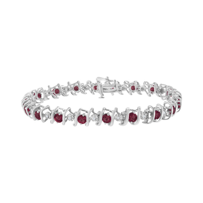 1/6 Ct. T.W. Lab-Grown Birthstone and Round Diamond Tennis Bracelet in Sterling Silver, photo 10