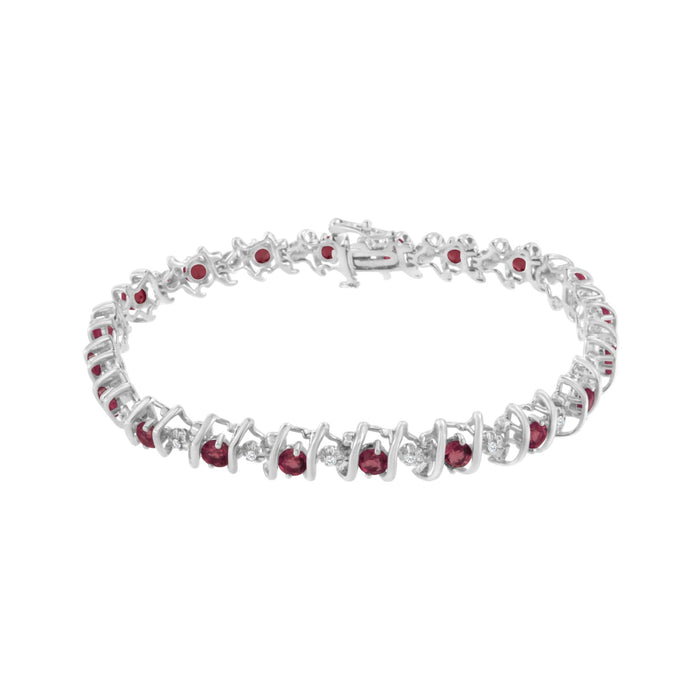 1/6 Ct. T.W. Lab-Grown Birthstone and Round Diamond Tennis Bracelet in Sterling Silver, photo 21