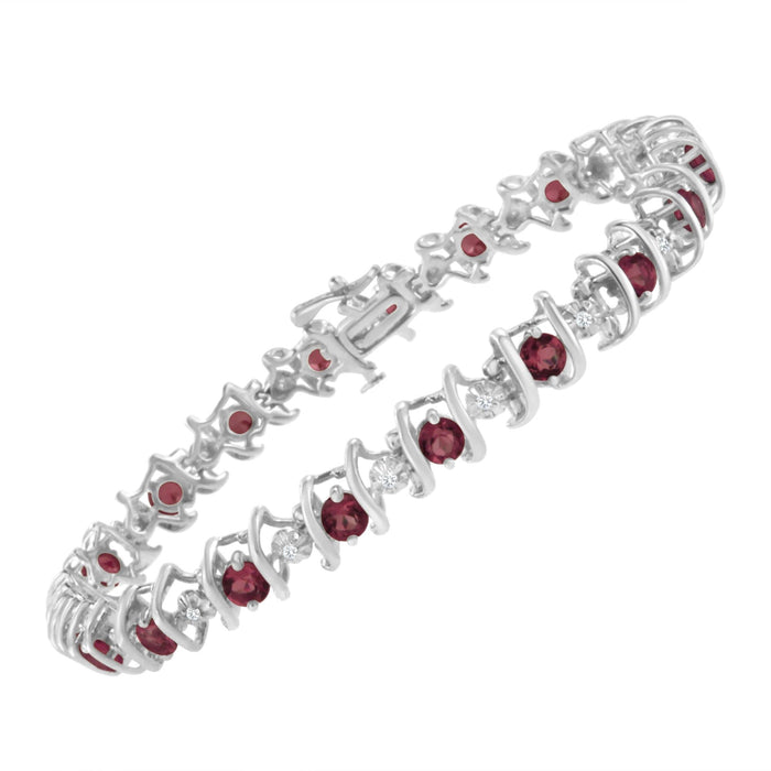 1/6 Ct. T.W. Lab-Grown Birthstone and Round Diamond Tennis Bracelet in Sterling Silver, photo 43