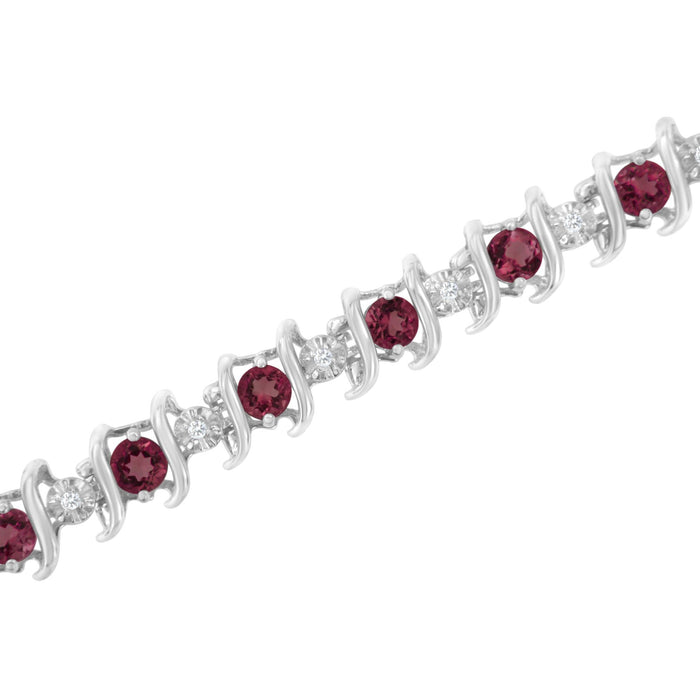1/6 Ct. T.W. Lab-Grown Birthstone and Round Diamond Tennis Bracelet in Sterling Silver, photo 53