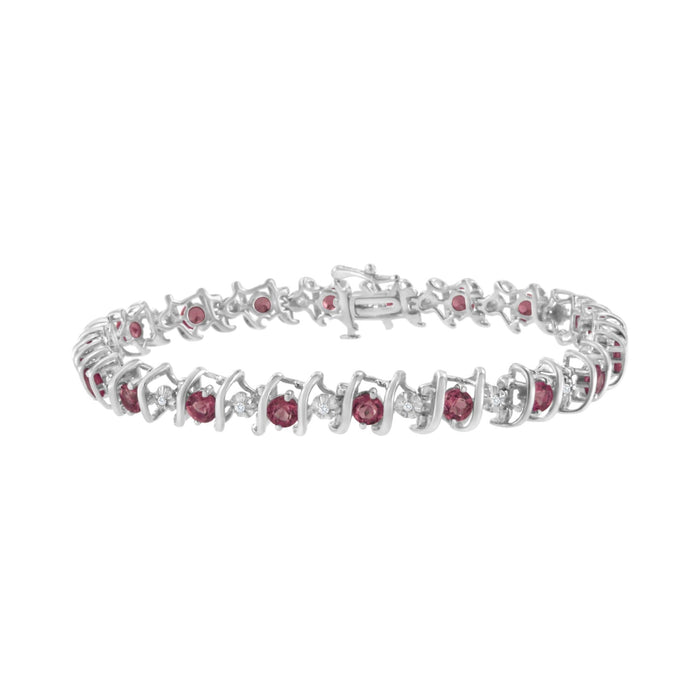 1/6 Ct. T.W. Lab-Grown Birthstone and Round Diamond Tennis Bracelet in Sterling Silver, photo 8