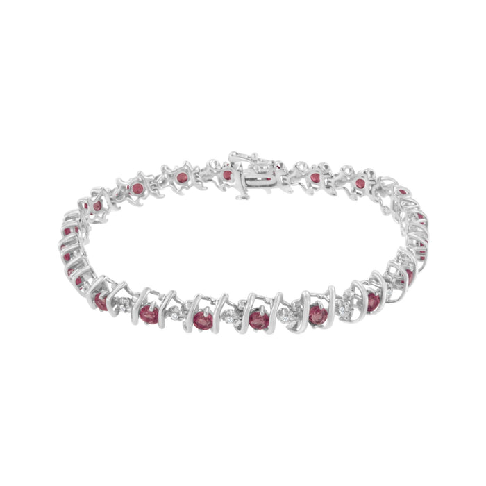 1/6 Ct. T.W. Lab-Grown Birthstone and Round Diamond Tennis Bracelet in Sterling Silver, photo 19