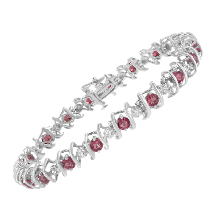 1/6 Ct. T.W. Lab-Grown Birthstone and Round Diamond Tennis Bracelet in Sterling Silver, photo 41