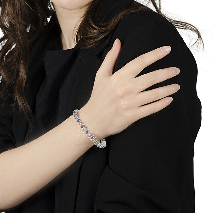 1/6 Ct. T.W. Lab-Grown Birthstone and Round Diamond Tennis Bracelet in Sterling Silver, photo 30