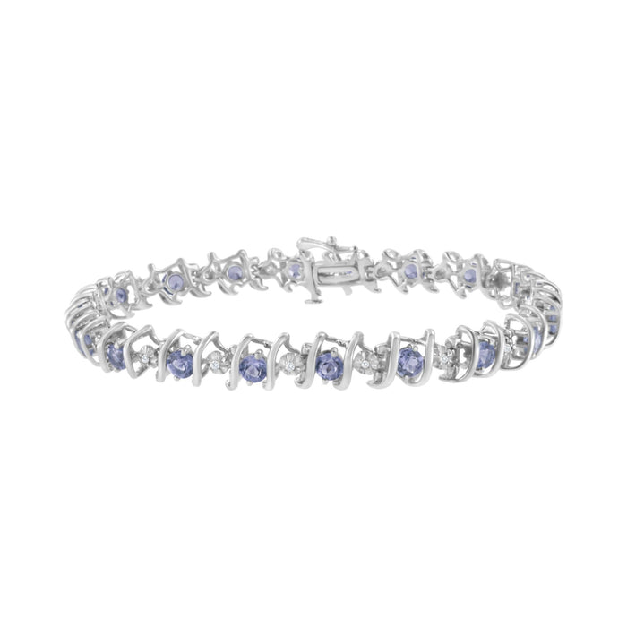 1/6 Ct. T.W. Lab-Grown Birthstone and Round Diamond Tennis Bracelet in Sterling Silver, photo 6