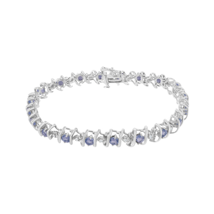 1/6 Ct. T.W. Lab-Grown Birthstone and Round Diamond Tennis Bracelet in Sterling Silver, photo 17
