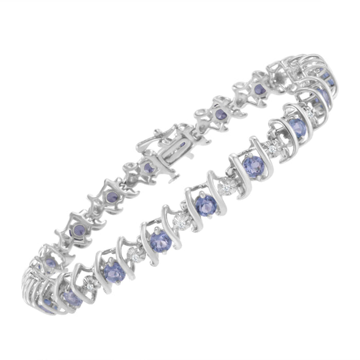 1/6 Ct. T.W. Lab-Grown Birthstone and Round Diamond Tennis Bracelet in Sterling Silver, photo 39