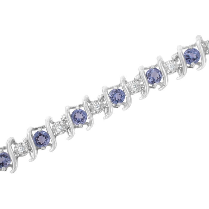 1/6 Ct. T.W. Lab-Grown Birthstone and Round Diamond Tennis Bracelet in Sterling Silver, photo 49