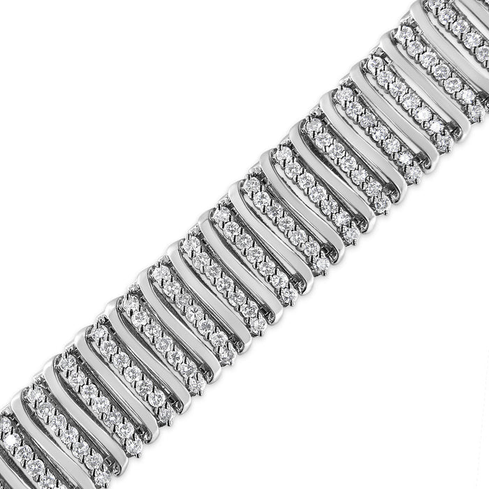 Pulsera tenis de 7 hileras en chevrón con eslabones curvos en S y diamantes de 8 1/2 ct. p.t. en plata de ley, color I-J, claridad I1-I2, 7.25 pulg., foto 4