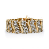 Pulsera de eslabones de onda chevrón con diamantes de 15 ct. p.t. en oro de 14K
