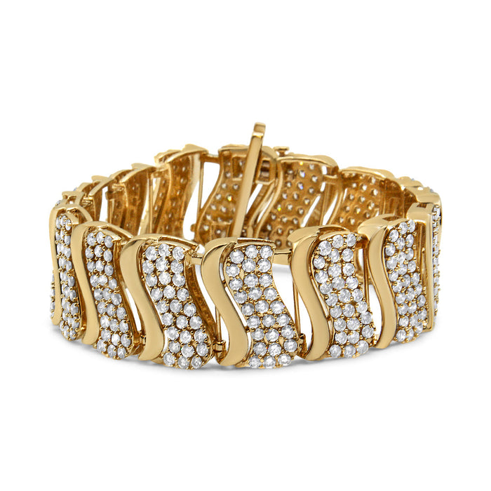 Pulsera de eslabones de onda chevrón con diamantes de 15 ct. p.t. en oro de 14K, foto 2