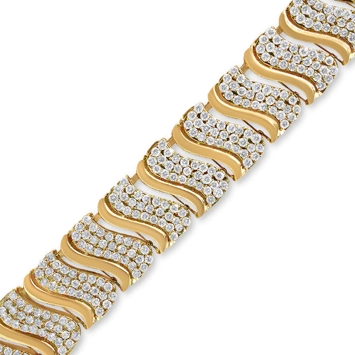 Pulsera de eslabones de onda chevrón con diamantes de 15 ct. p.t. en oro de 14K, foto 4
