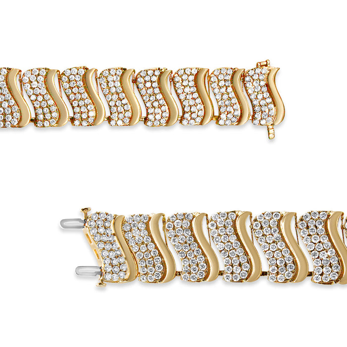 Pulsera de eslabones de onda chevrón con diamantes de 15 ct. p.t. en oro de 14K, foto 6