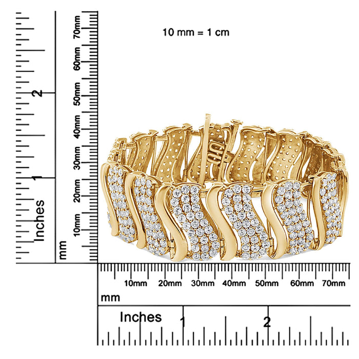 Pulsera de eslabones de onda chevrón con diamantes de 15 ct. p.t. en oro de 14K, foto 7