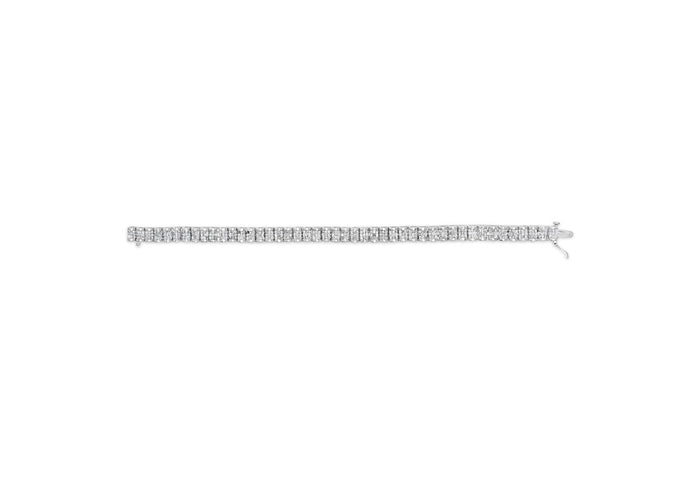 Pulsera tenis de cinturón y hebilla de engaste invisible con diamantes de 5 ct. p.t. en oro blanco de 14K, foto 5