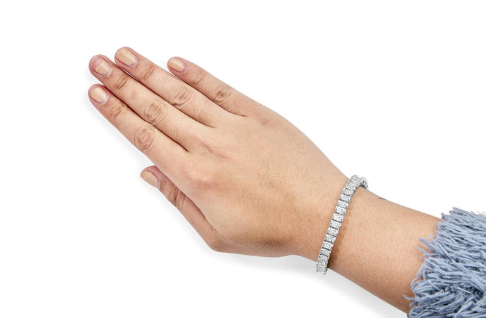 Pulsera tenis de cinturón y hebilla de engaste invisible con diamantes de 5 ct. p.t. en oro blanco de 14K, foto 3