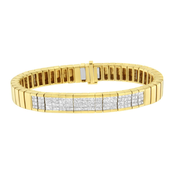 3 5/8 Ct. T.W. Invisible-Set Princess-Cut Diamond ID Tennis Bracelet in 14K Yellow Gold, photo 1