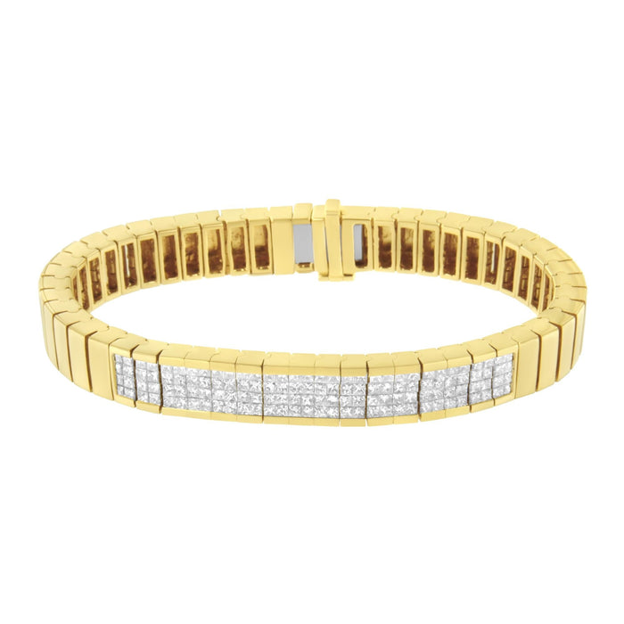 Pulsera tenis ID con diamantes talla princesa invisibles de 3 5/8 ct. p.t. en oro amarillo de 14K, color I-J, claridad SI1-SI2, 7 pulg., foto 2