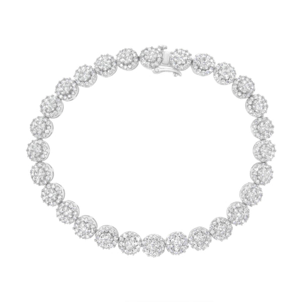 3 3/4 Ct. T.W. Round-Brilliant-Cut Diamond Round Cluster Links Tennis Bracelet in 14K White Gold, photo 1