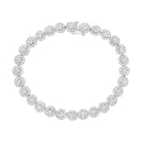 Pulsera tenis de eslabones en racimo redondo con diamantes talla brillante de 3 3/4 ct. p.t. en oro blanco de 14K