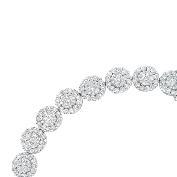 3 3/4 Ct. T.W. Round-Brilliant-Cut Diamond Round Cluster Links Tennis Bracelet in 14K White Gold, photo 2