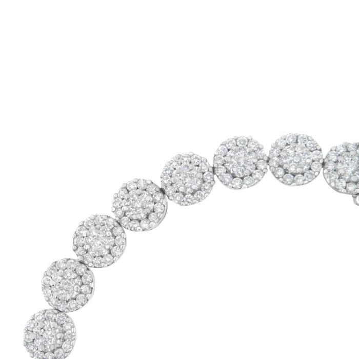 Pulsera tenis de eslabones en racimo redondo con diamantes talla brillante de 3 3/4 ct. p.t. en oro blanco de 14K, foto 2