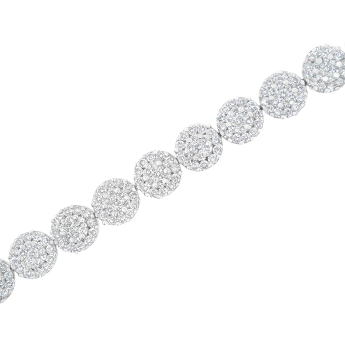 Pulsera tenis de eslabones en racimo redondo con diamantes talla brillante de 3 3/4 ct. p.t. en oro blanco de 14K, foto 4