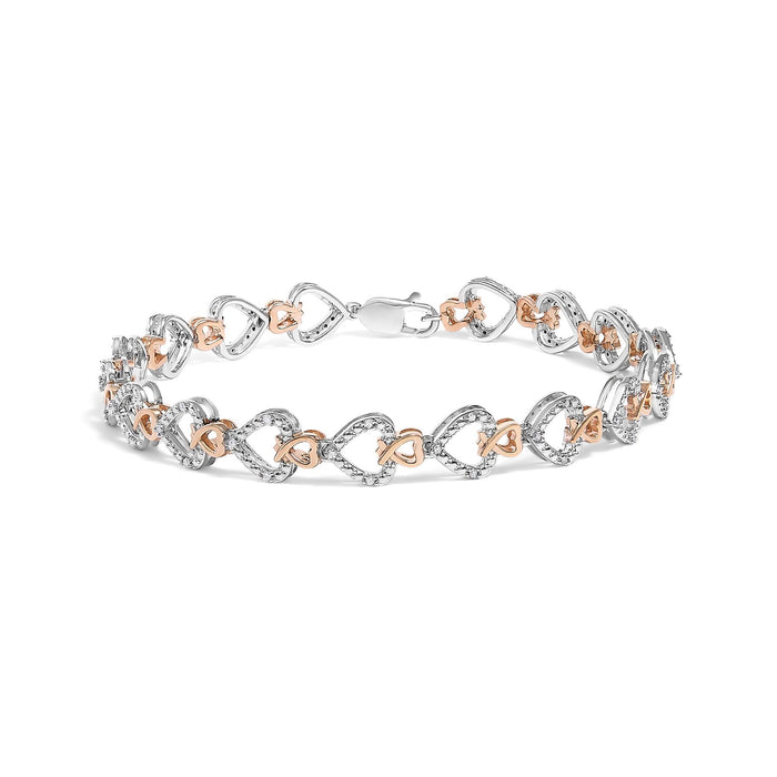 1/4 Ct. T.W. Diamond Infinity Loop and Swirl Link Bracelet in 10K Rose and White Gold, photo 1