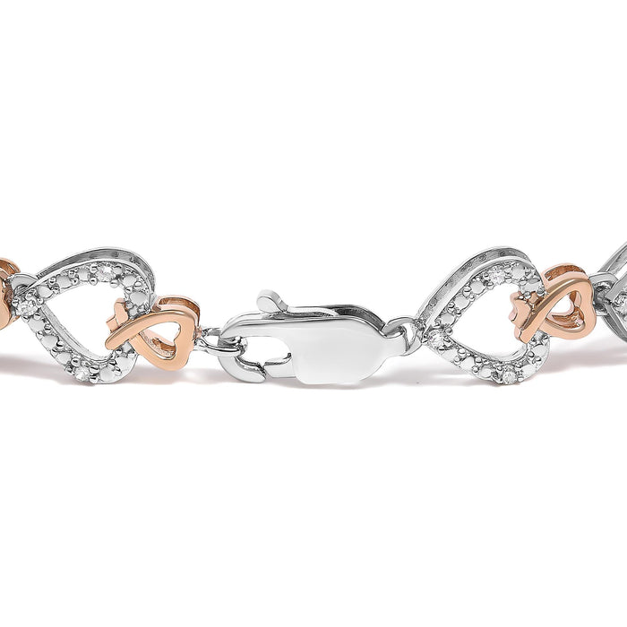 1/4 Ct. T.W. Diamond Infinity Loop and Swirl Link Bracelet in 10K Rose and White Gold, photo 2