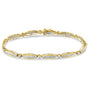1 1/2 Ct. T.W. Round Brilliant-Cut and Baguette-Cut Diamond Bezel and Tapered Link Tennis Bracelet in 14K Yellow Gold, photo 2