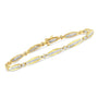 1 1/2 Ct. T.W. Round Brilliant-Cut and Baguette-Cut Diamond Bezel and Tapered Link Tennis Bracelet in 14K Yellow Gold, photo 4