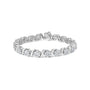 Pulsera de eslabones en S y racimo floral con diamantes redondos brillantes de 7 3/8 ct. p.t. en oro blanco de 14K, foto 1