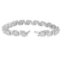 Pulsera de eslabones en S y racimo floral con diamantes redondos brillantes de 7 3/8 ct. p.t. en oro blanco de 14K, foto 5