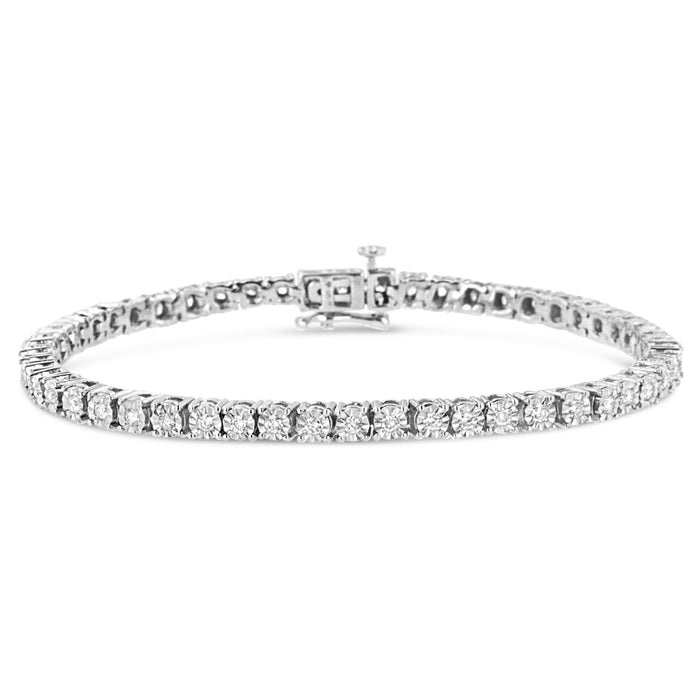 1/2 Ct. T.W. Real Diamond Illusion-Set Miracle Plate Tennis Bracelet in 10K White Gold, photo 1