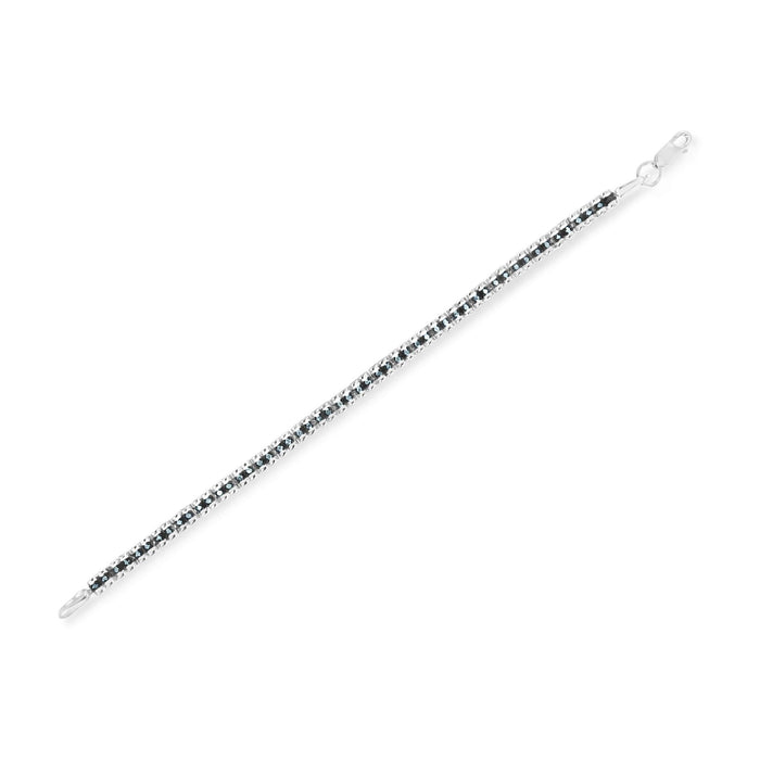 1 Ct. T.W. Rose-Cut Treated Blue Diamond Double-Link Tennis Bracelet in Black Rhodium-Plated Sterling Silver, photo 5