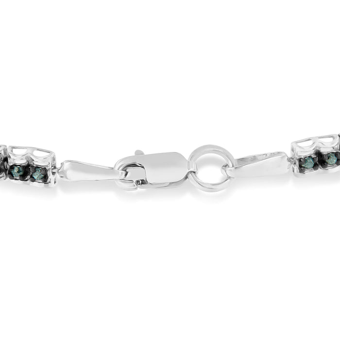 1 Ct. T.W. Rose-Cut Treated Blue Diamond Double-Link Tennis Bracelet in Black Rhodium-Plated Sterling Silver, photo 6