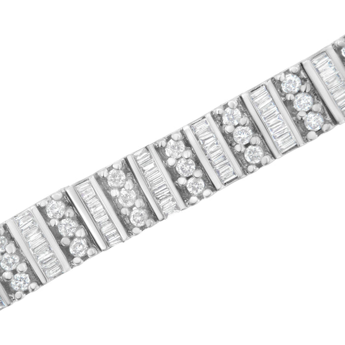 4 7/8 Ct. T.W. Baguette and Round Brilliant-Cut Diamond Channel- and Prong-Set Tennis Bracelet in 14K White Gold, photo 4