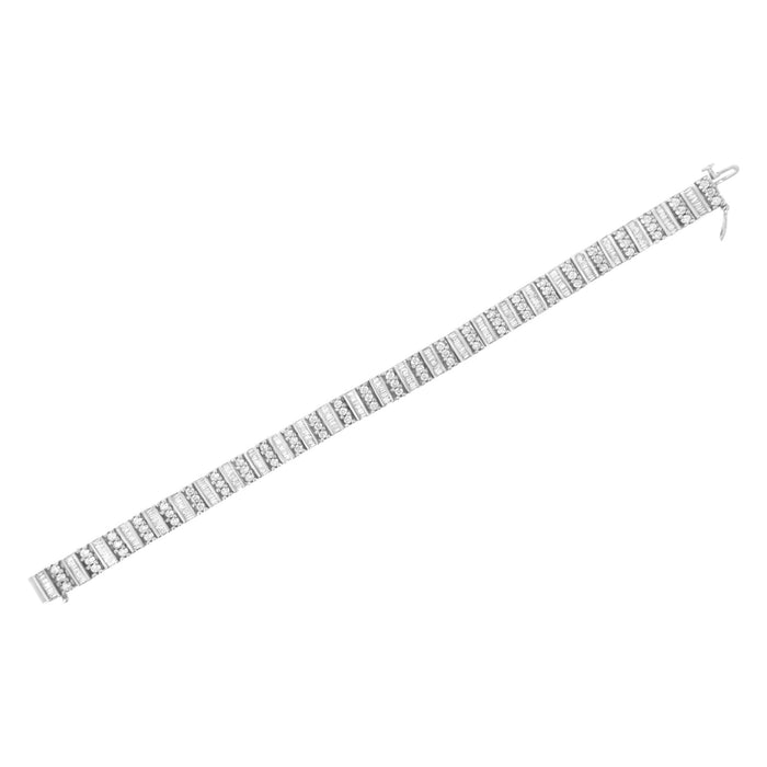4 7/8 Ct. T.W. Baguette and Round Brilliant-Cut Diamond Channel- and Prong-Set Tennis Bracelet in 14K White Gold, photo 5